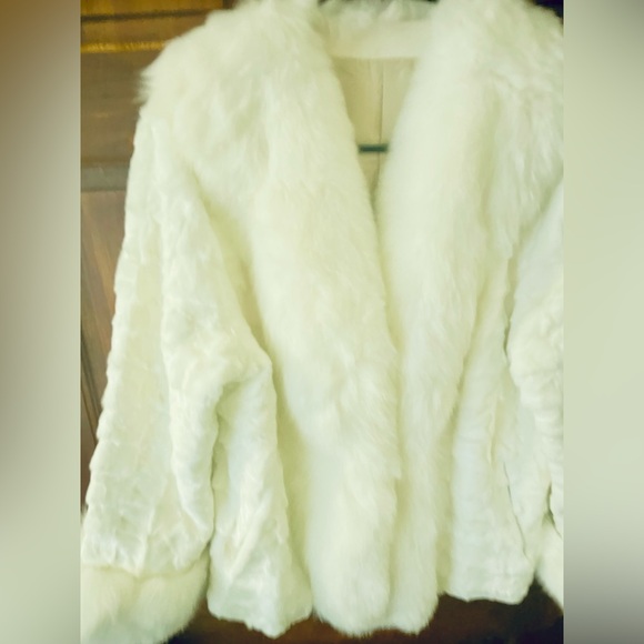 Authentic white mink and fox fur jacket - Picture 8 of 12